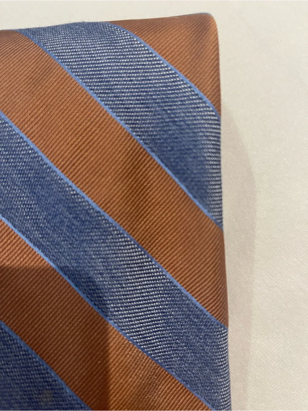 Robert Talbott Caramel Brown and Blue Diagonal Stripe Men’s Tie